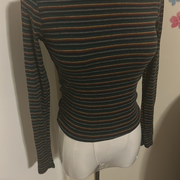 Garage | Stripped Long Sleeve Top with High Neck Size Small - Picture 3 of 5